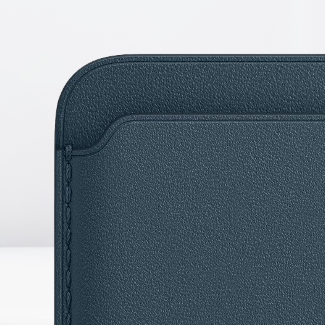 Magnetic Leather IC MagSafe Wallet for iPhone (Baltic Blue)